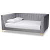 Bowery Hill Modern Velvet Upholstered Queen Size Daybed in Gray/Gold