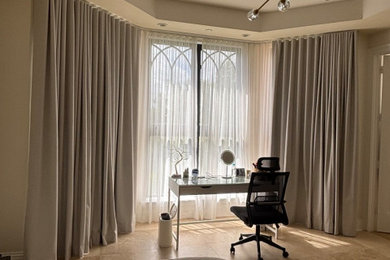 Trendy bedroom photo in Miami