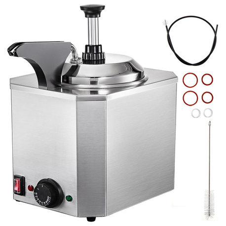 VEVOR Fudge Warmer Hot Cheese Pump Stainless Steel Nacho Cheese Warmer 1 Pump