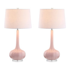 Bette 28.5" Glass Teardrop Table Lamp, Pink, Set of 2