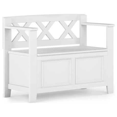 Amherst Solid Wood Small Entryway Storage Bench, White