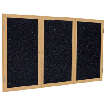 Ghent's Wood 48" x 72" 3 Door Enclosed Rubber Bulletin Board in Multi-Color