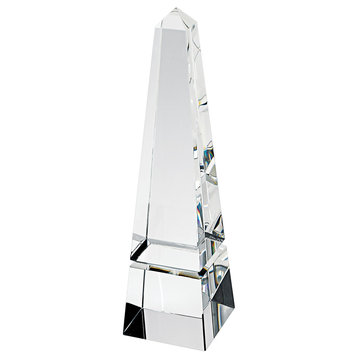 11" Clear Crystal Obelisk Statue