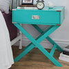 Alastair Wood Campaign Accent Table Nightstand, Teal