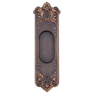 French Lorraine Keyed Pocket Door Plates Oil Rubbed Bronze
