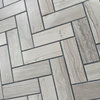 Herringbone Athens Grey Marble Mosaic Tile Haisa Dark Polished 1x3", 1 sheet