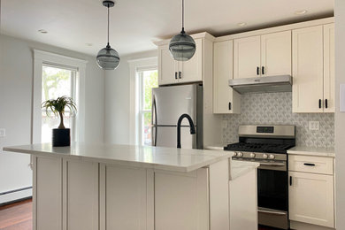 This is an example of a contemporary kitchen in Boston.