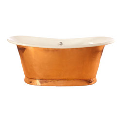 Cuprosa Bateau bath with White Enamel Interior - Baths