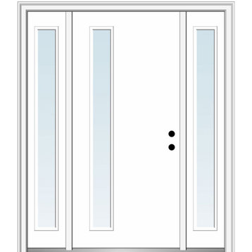 64"x80" 1 Lite Clear Left-Hand Inswing Primed Fiberglass Door, 4-9/16"