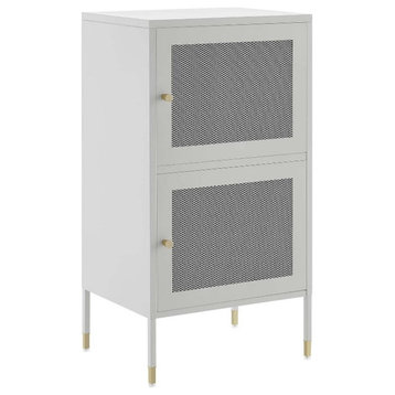 Modway Covelo Metal Accent Cabinet with Adjustable Foot Pads in Light Gray