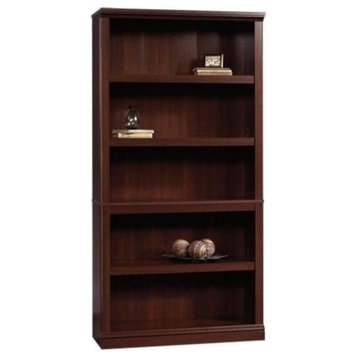 Bowery Hill 5-Shelf Modern Engineered Wood Bookcase in Select Cherry