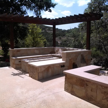 Seven Oaks Stone Fire Pit Entertainment Area