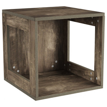Stackable Cube End Table Contemporary Modular Accent With Open Sides, Gray