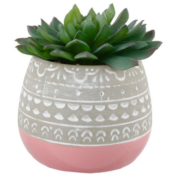 Succulent In 2 Tone Mayan Ceramic Pot,Pink