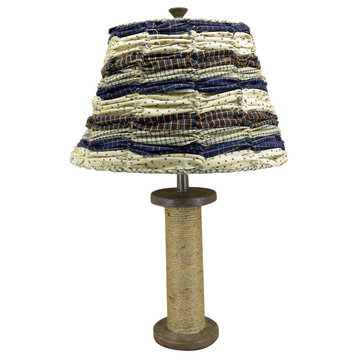 Wooden Spool Table Lamp and Shade