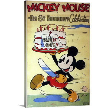 "Mickey Mouse in His 8th Birthday Celebration (1936)" Wrapped Canvas Art Prin...