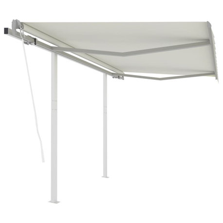 vidaXL Electric Awning Retractable Awning Canopy Sunshade with Posts Cream