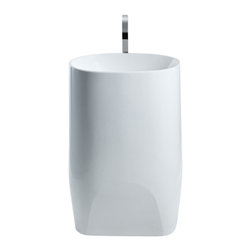 ADM Bathroom Design - ADM Oval Freestanding Pedestal Sink, White, 21", Glossy White - Bathroom Sinks