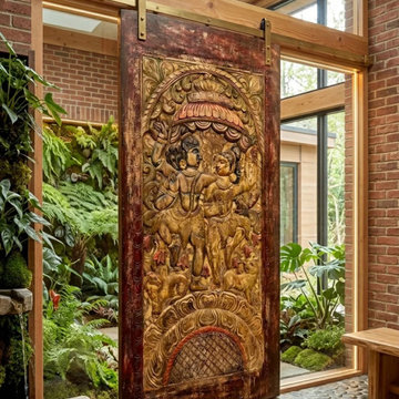 Carved Sliding Barn Doors, Statement Feature Wall