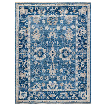 Oushak, One-of-a-Kind Hand-Knotted Runner Rug  - Light Blue, 5' 2" x 6' 11"
