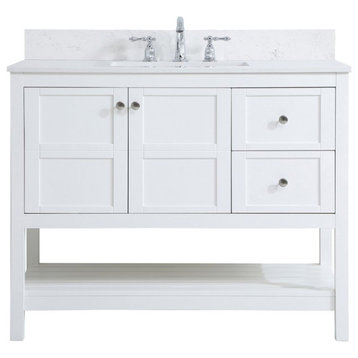 Elegant VF16442WH-BS 42"Single Bathroom Vanity, White With Backsplash
