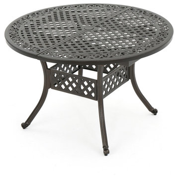 GDF Studio Stannis Outdoor Expandable Aluminum Dining Table, Hammered Bronze