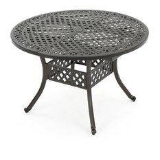 GDF Studio Stannis Outdoor Expandable Aluminum Dining Table, Hammered Bronze