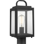 Progress Lighting - Grandbury Collection 1-Light Post Lantern with DURASHIELD - Partner timeless elegance with a pinch of coastal vibe with this post lantern. A beautiful black square frame crafted from corrosion-proof composite polymer material features a half loop on top of the structure. The light fixture's clear glass panes allow the lantern to complement other farmhouse and coastal decor for an overall beautiful, welcoming look. DURASHIELD by Progress Lighting is built to last. Constructed from a composite material with UV protection, DURASHIELD holds up even in the harshest weather conditions. This high-performance finish has a 5-year warranty and is resistant to rust, corrosion, and fading.