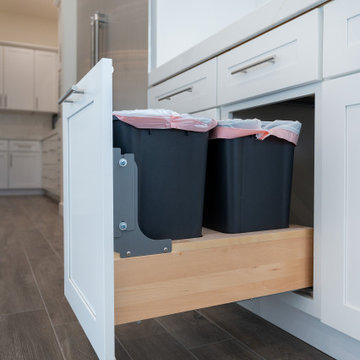 Modern White Shaker Kitchen with Oversized Island & Custom Storage Solutions