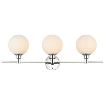 3 Light Chrome And Frosted White Bath Sconce