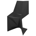 Vondom - Voxel Chair, Set of 4, Basic/Injection, Black - The Voxel Chair is the perfect conceptual architectural piece for any space. Based on the Vertex Chair, a former piece by Vondom. It presents a unique structural shape, angular and faceted, only possible due to a production by injection molding. Its weight is distributed in a balanced way due to its smartly designed shape. Its lightweight body makes it easy to transport and arrange. The armchair is a minimal simple yet voluminous stackable chair that is faceted just in the perfect places for comfort, just in the right angles for hyper-strength, imbuing the correct creases for beauty, and just the few merging and converging lines for purity.