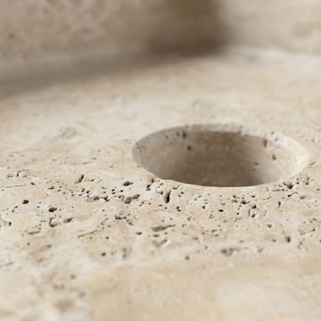 Troia Light Travertine Pedestal Sink - Texture Detail