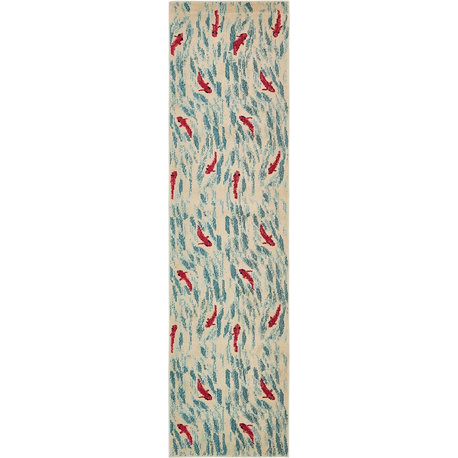 Novelty Napoli 2'7"x10' Runner Koi Area Rug