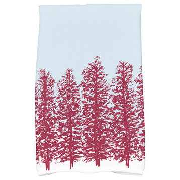 Hidden Forrest, Floral Print Kitchen Towel, Red, 18 x 30"