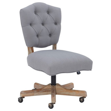 Pemberly Row Contemporary Wood Upholstered Swivel Office Chair in Gray