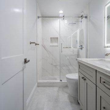 Modern Bathroom Remodel 6 with Marble-Look Shower | RTA Kitchen The Cabination