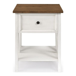 Walker Edison 1 Drawer Wood Side Table, Reclaimed Barnwood/White Wash ...