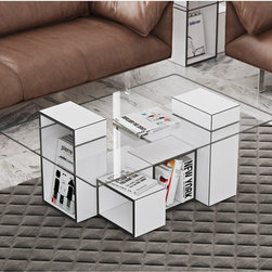 Gutta White Coffee Table with Glass Top - Coffee Tables