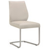 Geo Dining Chair in Light Gray Leather With Brushed Stainless Steel Legs