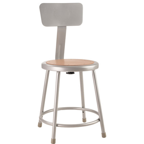 NPS 6200 Series 18" Modern Metal Heavy Duty Stool with Backrest in Gray