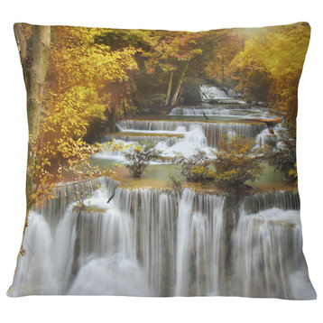 Autumn Huai Mae Kamin Waterfall Abstract Throw Pillow, 16"x16"