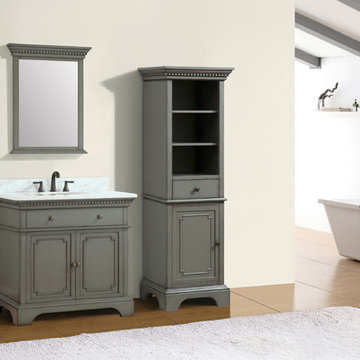 Hastings 37 in. Vanity in French Gray finish with Carrera White Marble Top