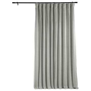 Extra Wide Blackout Velvet Curtain Single Panel, Reflection Gray, 100"x84"