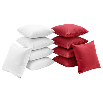 Modway Gather 10-Piece Pillow Set, White Red