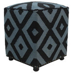 Bareens Designer Rugs - Tribal Schwartz Handmade Kilim Upholstered Ottoman - Chic handmade ottoman crafted using wood and upholstered using hand-woven kilim wool rug is a multi-purpose fashion pouf which will add dimension, color and style to your decor. Inspired by geometric motifs in any array of effervescent color pallet grounds any space with elegance and sophistication.