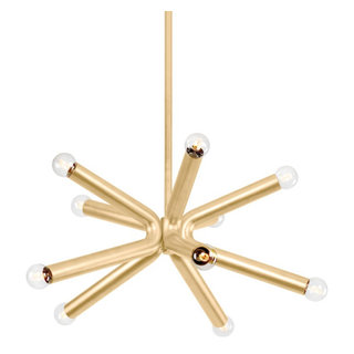 Dash Ten Light Chandelier, Vintage Gold Leaf - Midcentury - Chandeliers