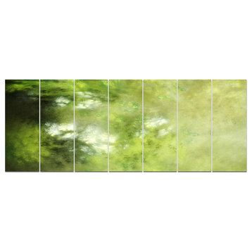 Blur Green Sky with Stars, Abstract Canvas Art Print, 83"x32", 7 Panels
