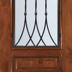 Pre-hung Single Door 96 Wood Alder Warwick Arch Top Arch Lite - Front Doors