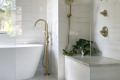 Bathroom - contemporary master bathroom idea in Newark
