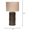 Barrel Table Lamp, Vintage Leather With Classic Drum Shade, Elephant Hemp